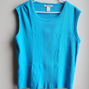 Dress Barn Light Blue Ribbed Sleeveless Stretch Jersey Size XL